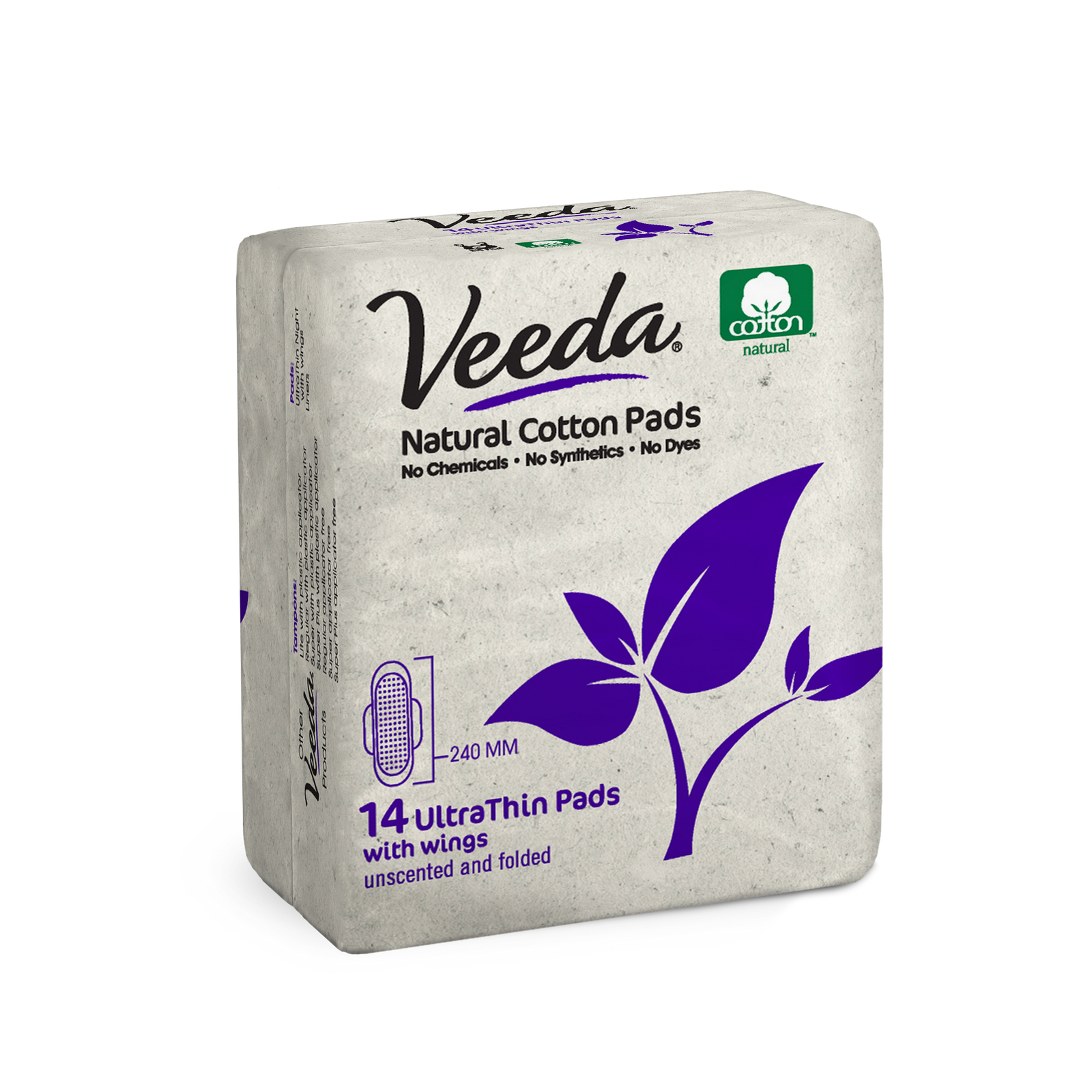 Veeda Ultra Thin Natural Cotton Day Pads (14 count) - Happy Little